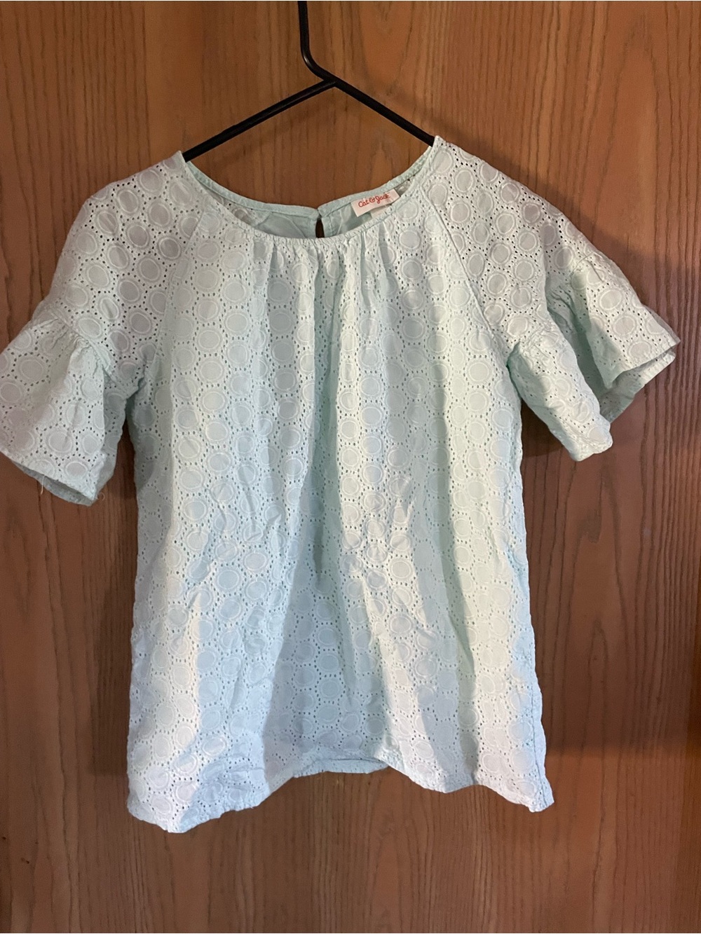 Cat and jack girls Eyelet Short Sleeve Top in Light Mint